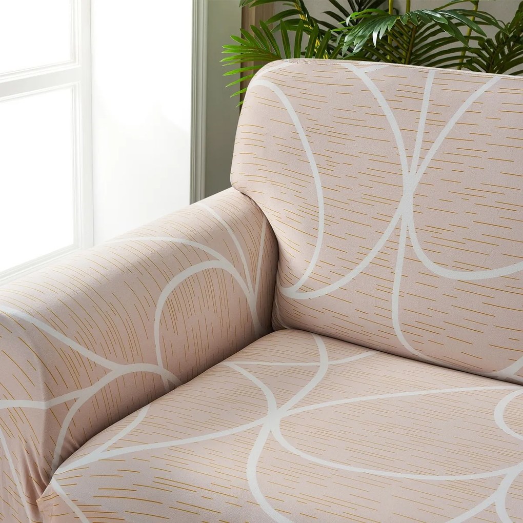 4Home Pokrowiec elastyczny na 2-os. kanapę Abstract beżowy, 145-185 cm + poszewka na poduszkę gratis, 145-185 cm