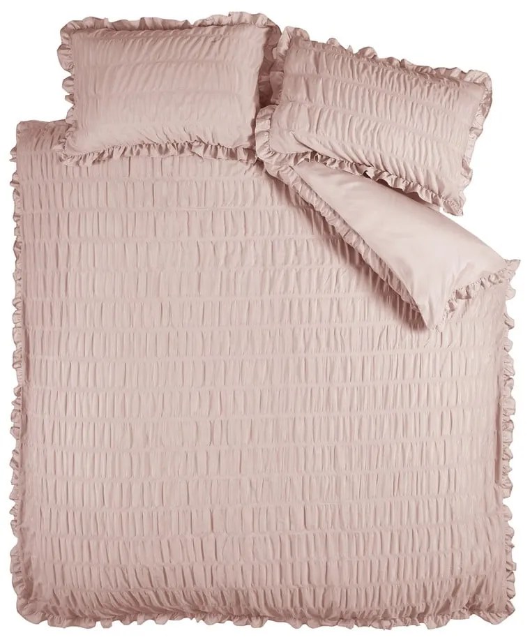 Różowa pościel dwuosobowa z kory 230x220 cm Seersucker Frill – Catherine Lansfield