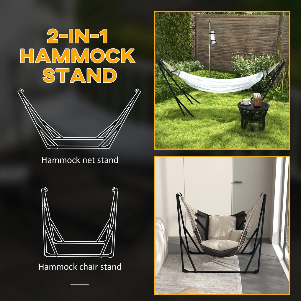 Outsunny Stojak do Hamaków Czarny 263x89x100cm | Aosom PL