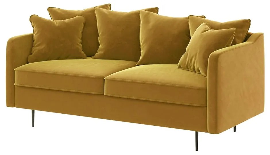 Miodowożółta aksamitna sofa Ghado Esme, 176 cm