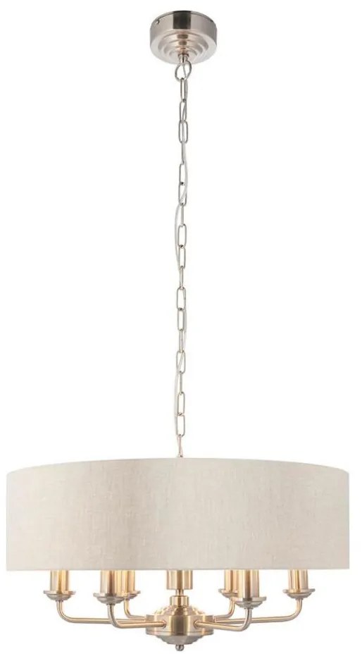 Endon 94357 - Żyrandol na łańcuchu HIGHCLERE 6xE14/40W/230V beżowy/matowy chrom