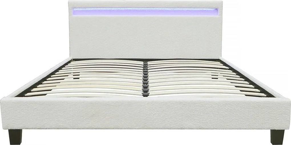 Łóżko z kręconej tkaniny „Maria” z LED 160 x 200 cm - Kremowe