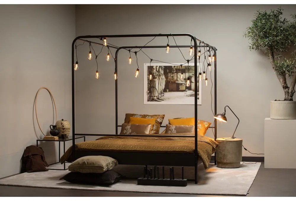 Czarne metalowe łóżko dwuosobowe vtwonen Bunk, 160x200 cm