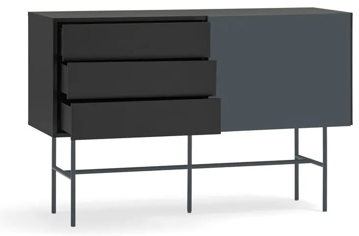 Czarno-antracytowa niska komoda z drzwiami przesuwnymi 140x91 cm Nube – Teulat