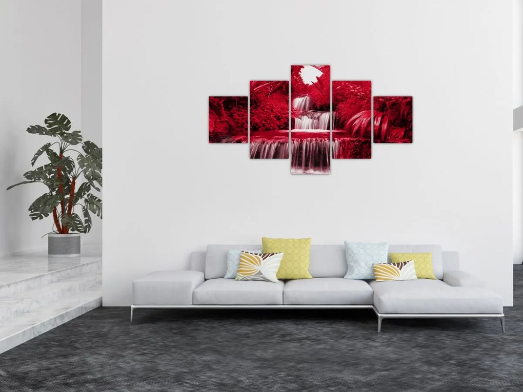 Obraz - Indonezyjskie wodospady w kolorze czerwonym (125x70 cm)