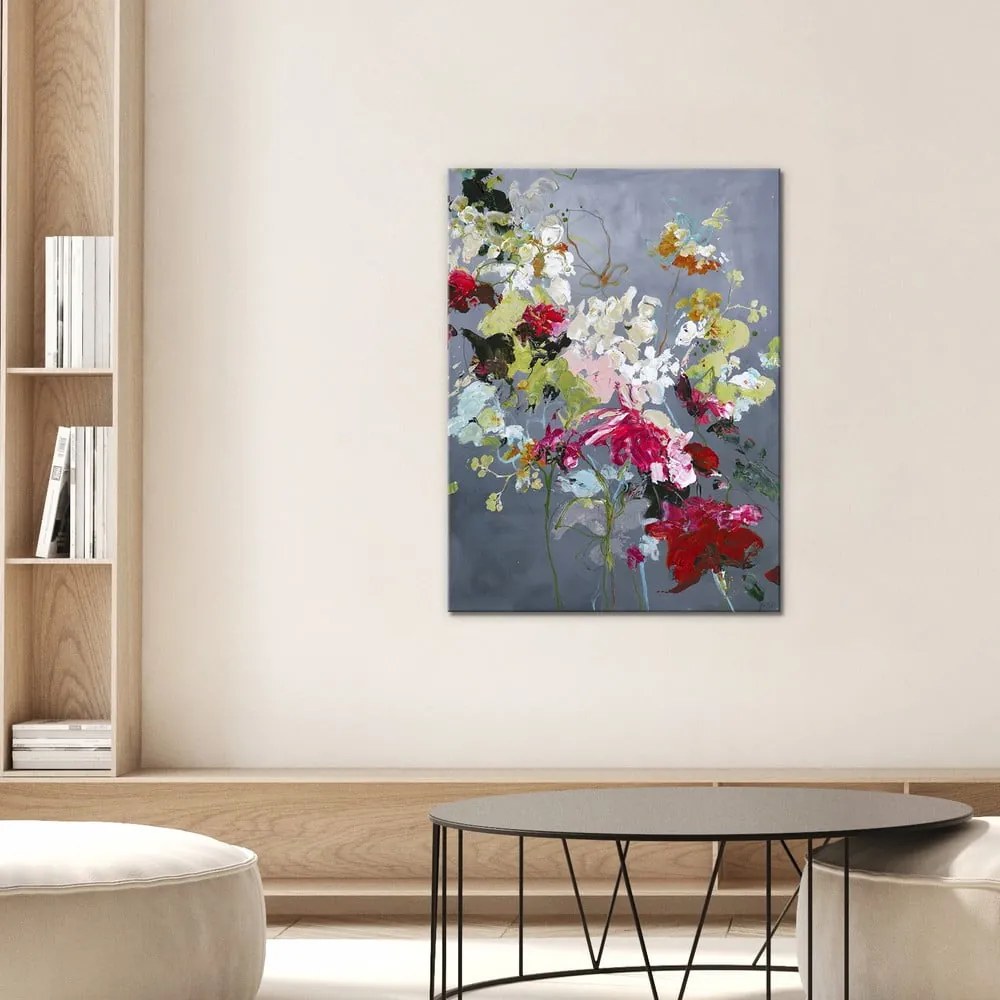 Obraz z ręcznie malowanymi elementami 80x100 cm Abstract Floral 2 – Malerifabrikken