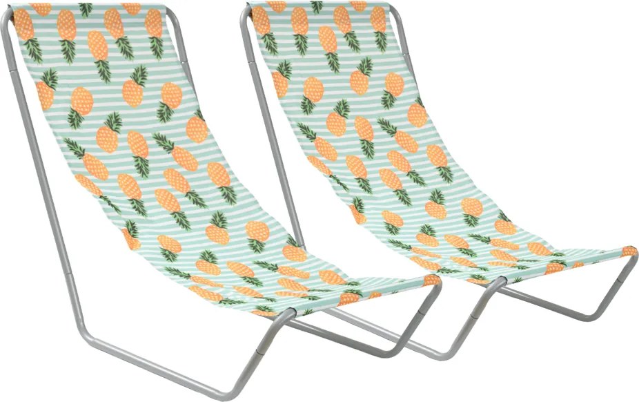 Zestaw 2 szt. składanych leżaków plażowych SAND PINEAPPLE, kolorowe
