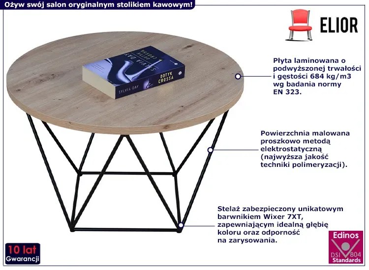 Industrialny stolik kawowy dąb artisan E8-R27