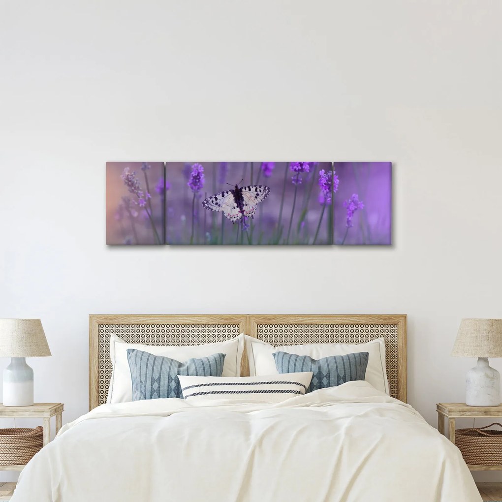 Obraz - Motyl w lawendach (170x50 cm)