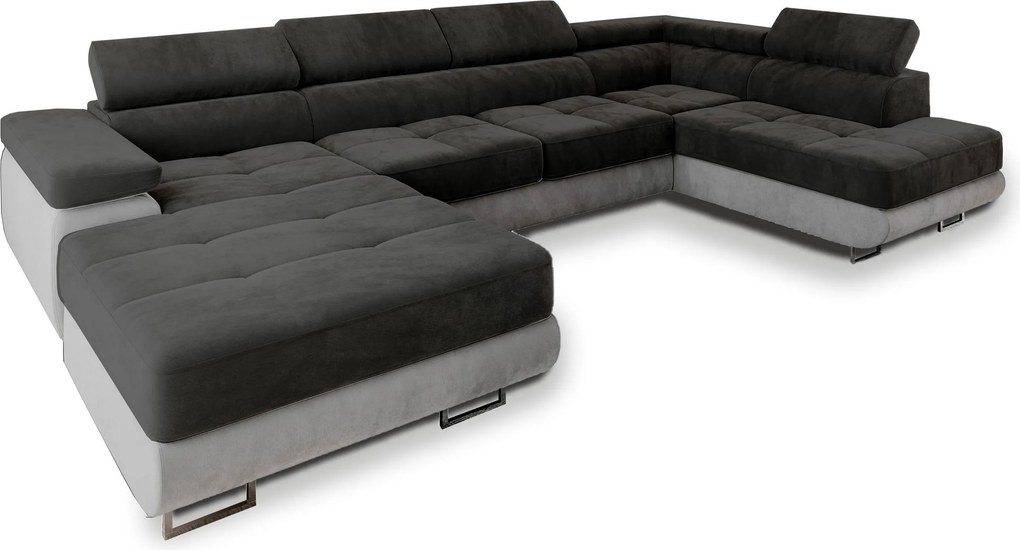 Masseno Narożnik CASONE z funkcją spania i pojemnikiem na pościel, Rozkładana sofa - Czarny, MONOLITH 95 + MONOLITH 84