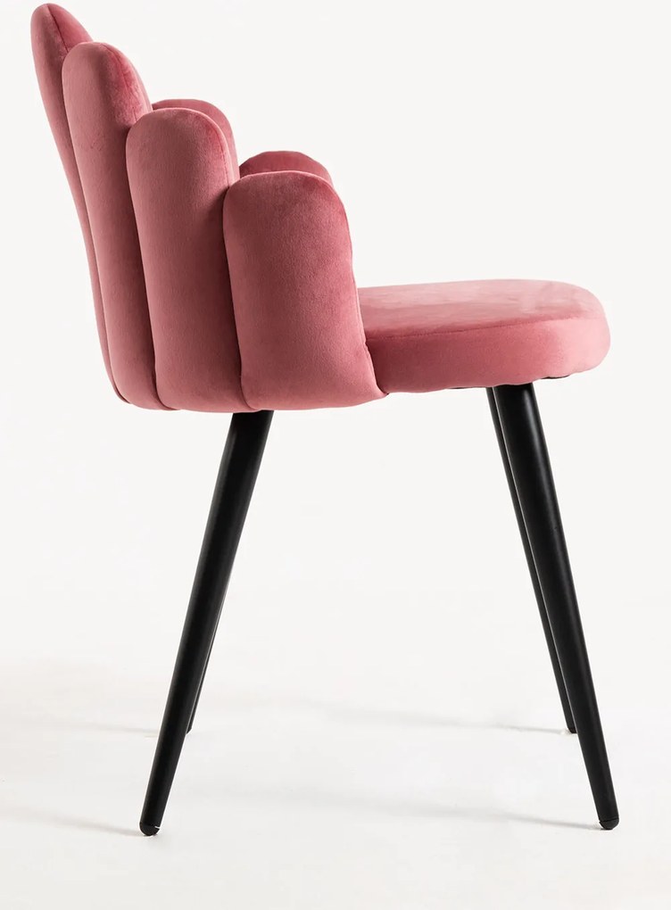 Zestaw 4 Krzese Hand Aksamitne Czarne Nogi