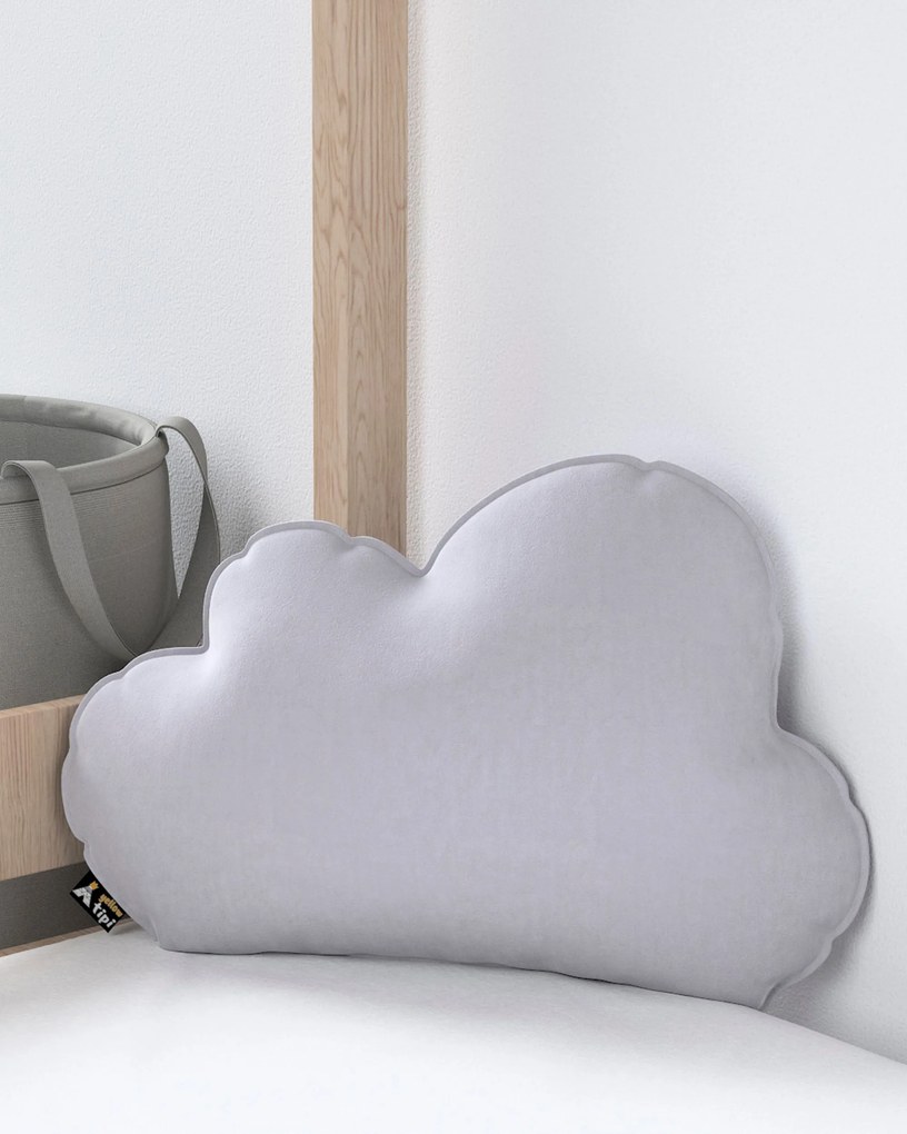 Poduszka Soft Cloud kolor szary tkanina połyskliwa, welwetowa