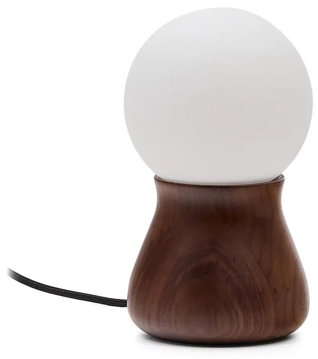 Ciemnobrązowa lampa stołowa z litego drewna kauczukowego (wysokość 26 cm) Okeni – Kave Home