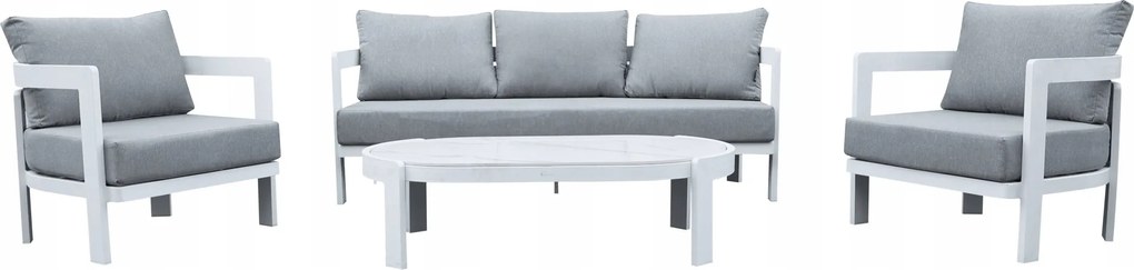 Zestaw mebli ogrodowych biały, trwały, nowoczesny