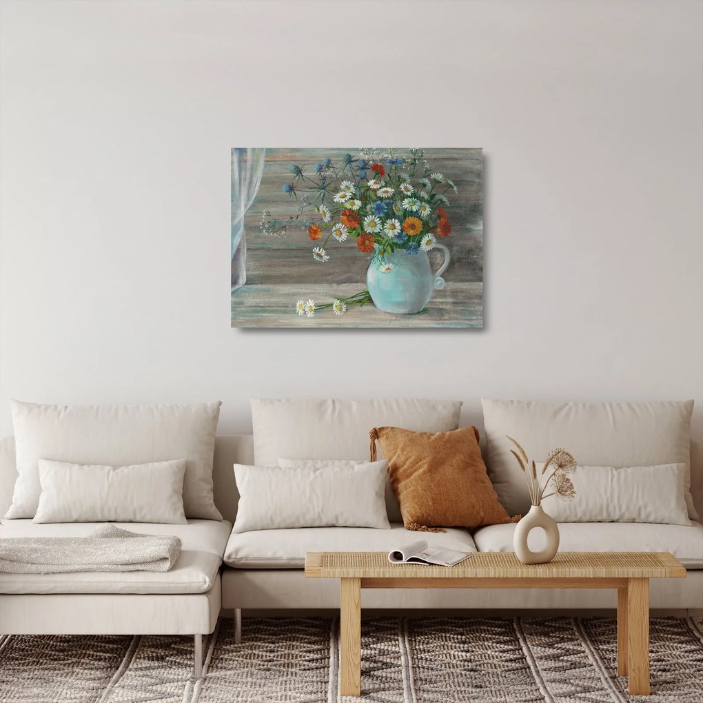 Obraz na szkle - Kwiaty polne, obraz olejny (70x50 cm)