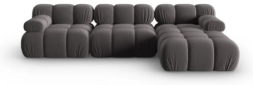 Ciemnoszara aksamitna sofa 285 cm Bellis – Micadoni Home
