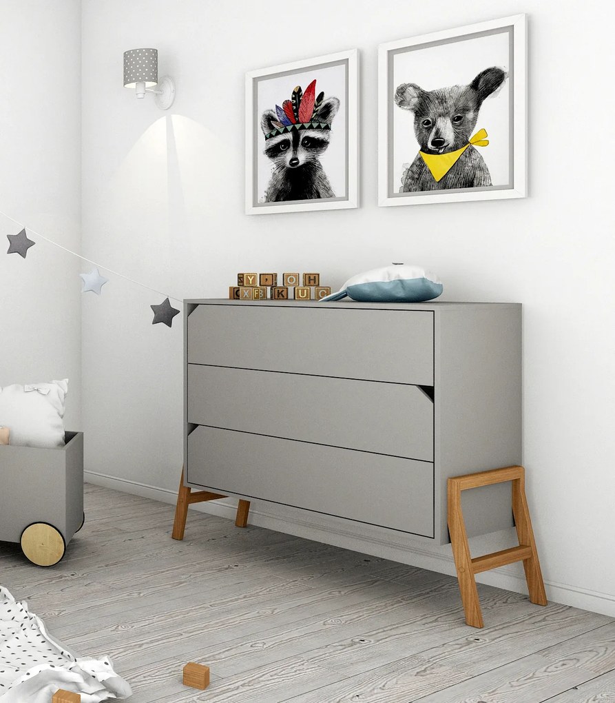 Komoda dziecięca z 3 szufladami Lotta Grey