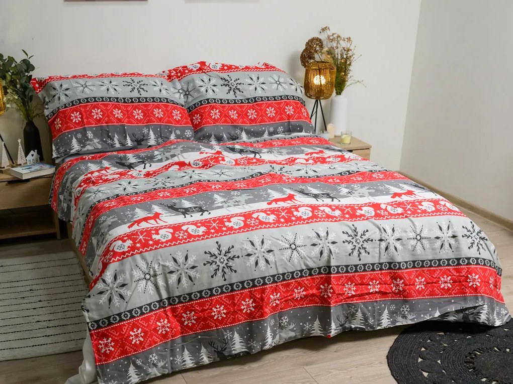 PrzytulneMieszkanie.pl PrzytulneMieszkanie.pl Flanelowa pościel SNOWY FOREST szara Rozmiar pościeli: 70 x 90 cm | 140 x 200 cm