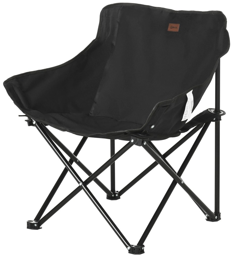 Składany krzesło campingowe Outsunny ze stalową ramą, siedziskiem z materiału, torbą, Czarne