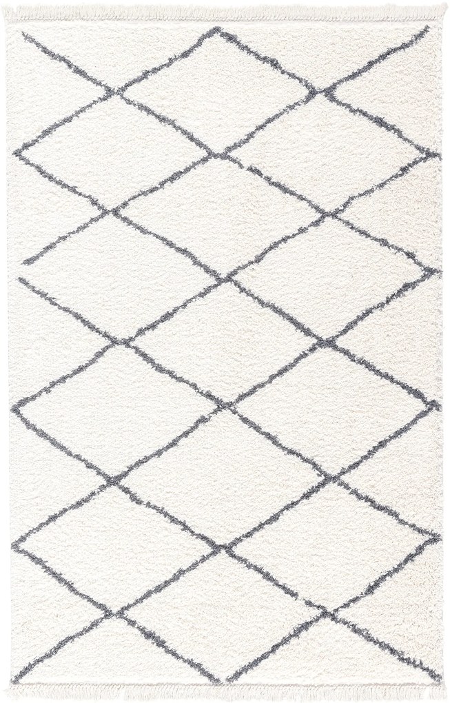 Dywan shaggy Blake romby kremowo-szary 195 cm x 290 cm