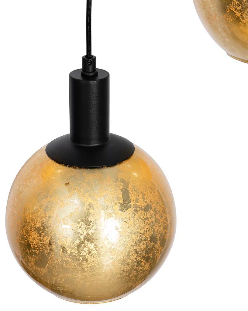 Designerska lampa wisząca czarna ze złotym szkłem 7-świateł - BertDesignerski Oswietlenie wewnetrzne