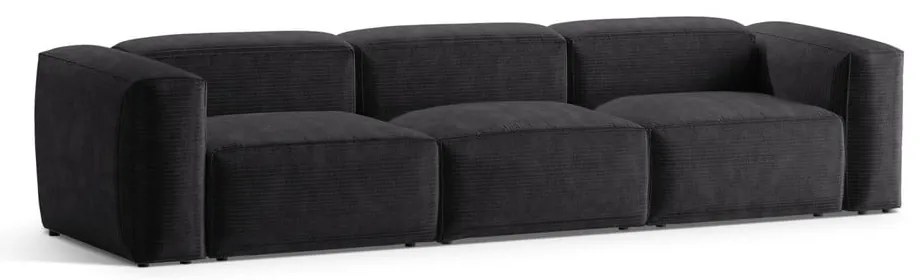 Ciemnoszara sztruksowa sofa 364 cm Bergamo – Cosmopolitan Design