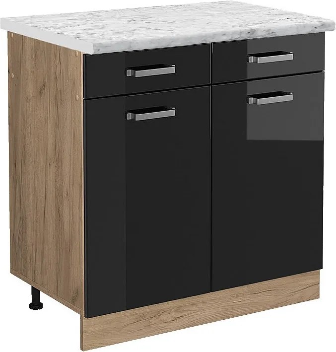 Szafka dolna do kuchni czarny wysoki połysk 80x60x81.6 r-line