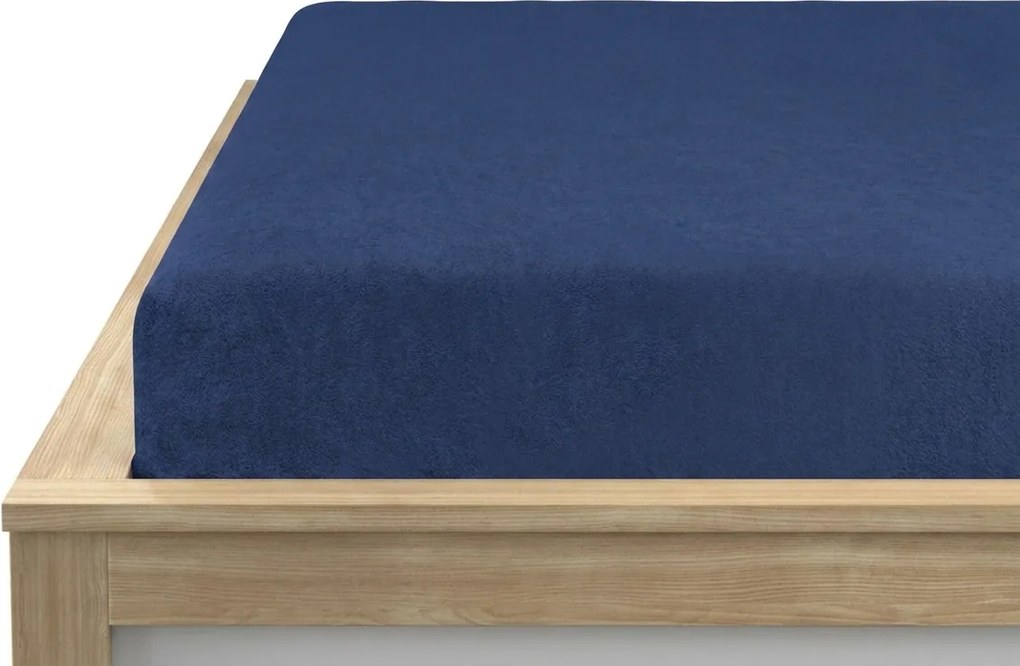 PrzytulneMieszkanie.pl Elastyczne prześcieradło MOLTON z polaru w kolorze granatowym 90 x 200 cm