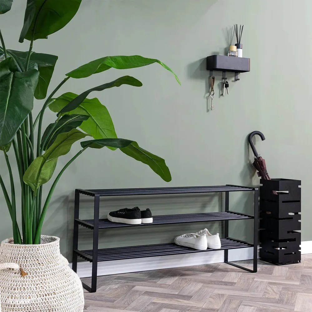 Czarna metalowa szafka na buty 100x48,5x29 cm Rex – Spinder Design
