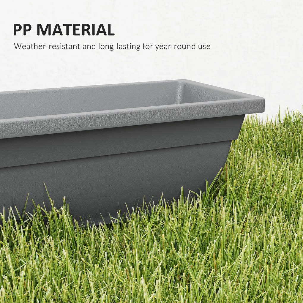 Outsunny Zestaw 5 Doniczek z Plastiku dla Tarasu, Ogrodu, Balkonu, 59 x 21 x 16 cm, Szary