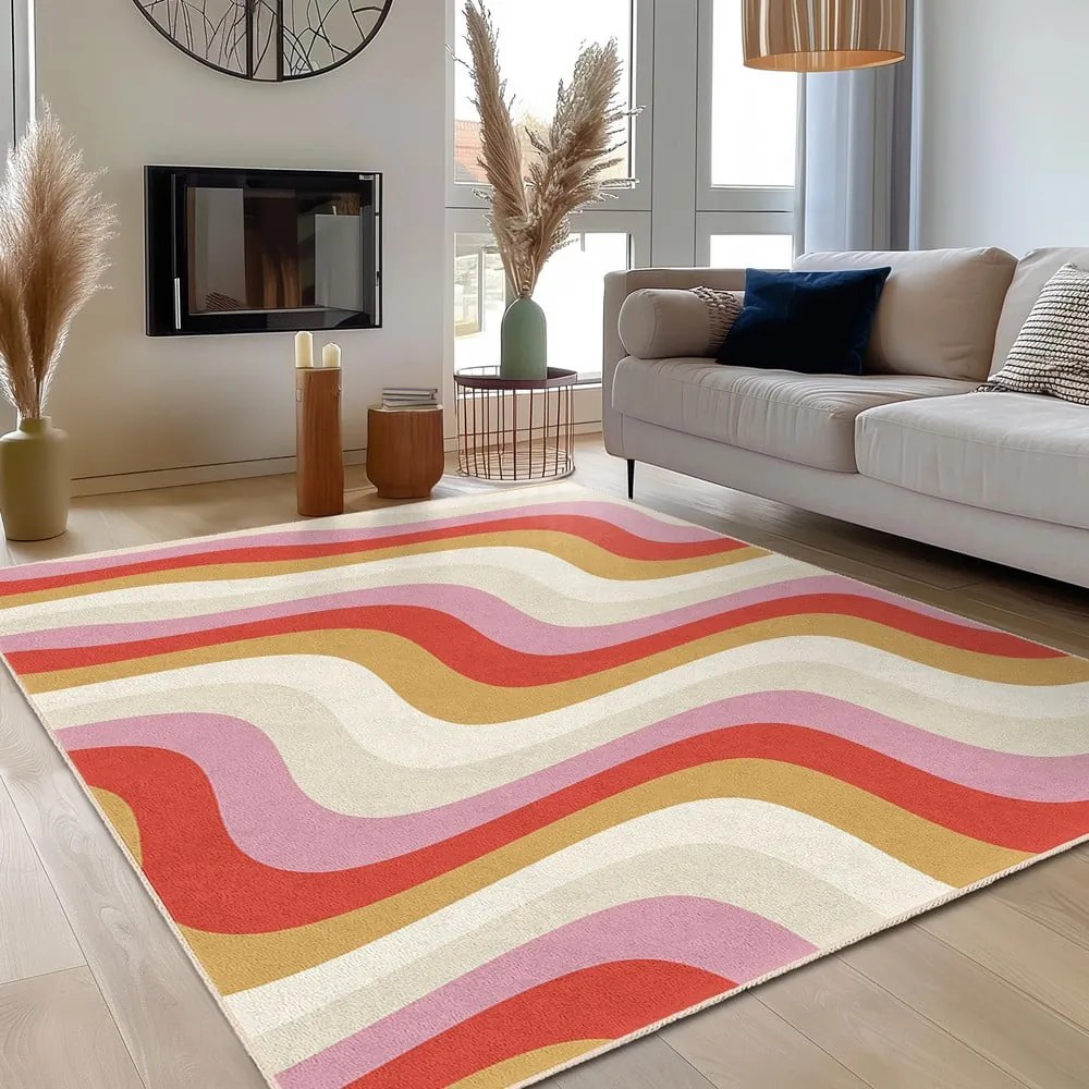 Żółto-różowy dywan odpowiedni do prania 120x180 cm Creamy Raspberry Swirl – Mila Home