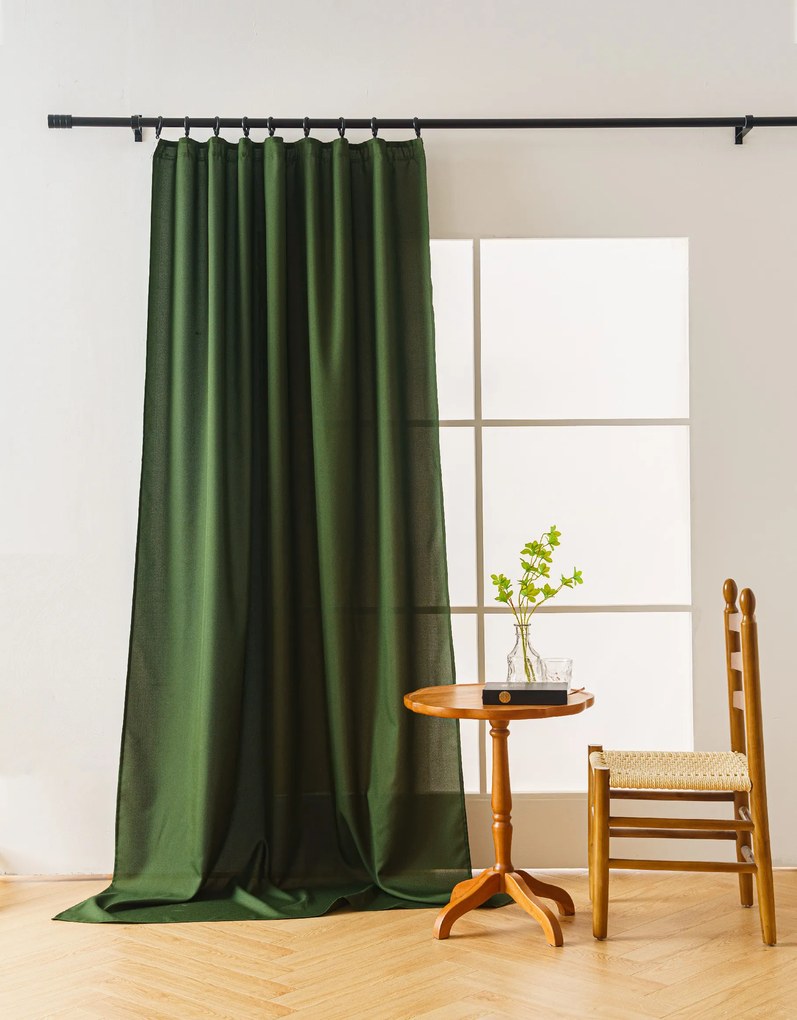 Ciemnozielona zasłona OXFORD 140x250 cm Zawieszanie: Metalowe pierścienie