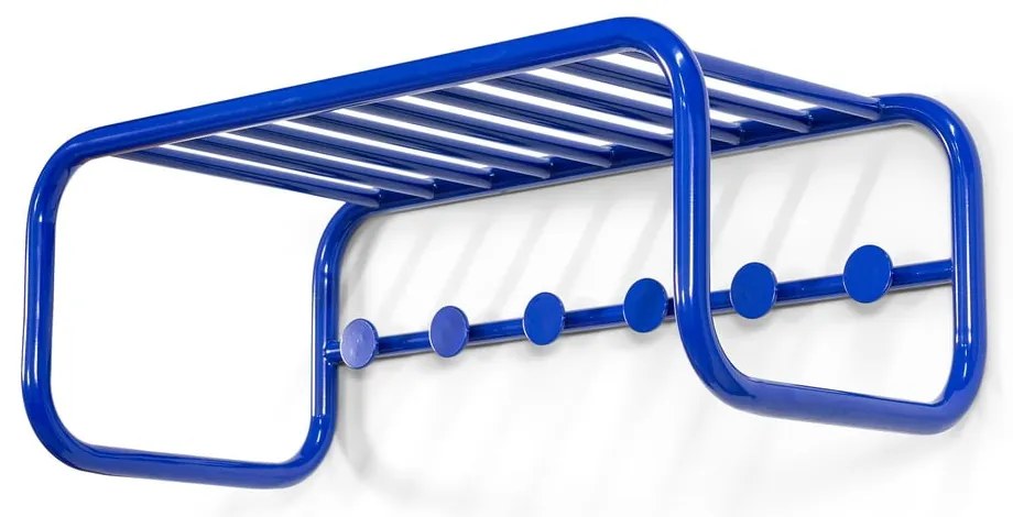 Niebieski metalowy wieszak ścienny z półką 72 cm Retro – Spinder Design