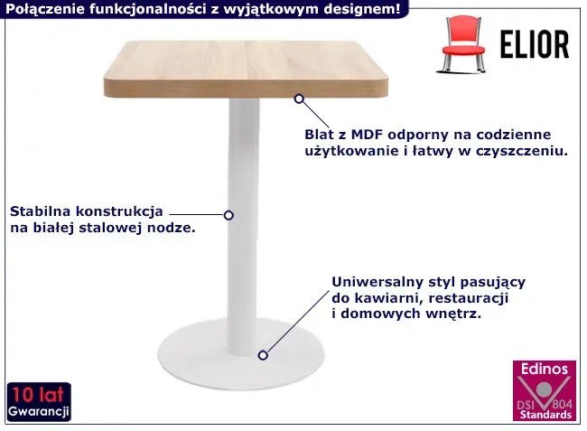 Kwadratowy nowoczesny stolik barowy dąb sonoma + biały - Equss