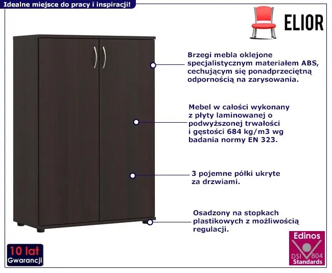 Klasyczna komoda biurowa z drzwiczkami wenge - Filevi