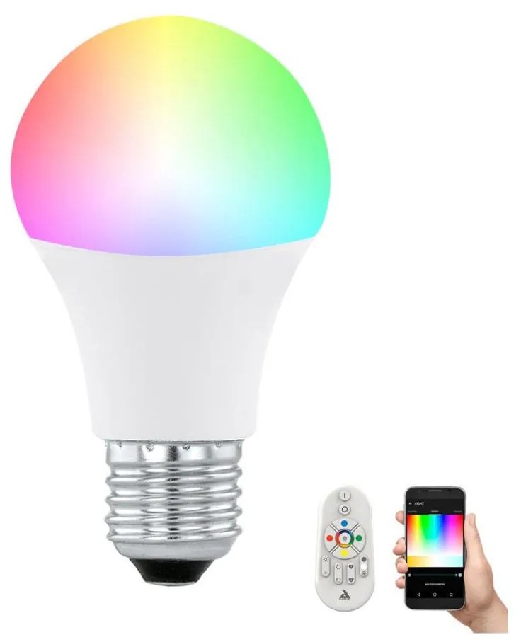 LED RGB Ściemnialna żarówka CONNECT E27/9W + zdalne sterowanie - Eglo 11585