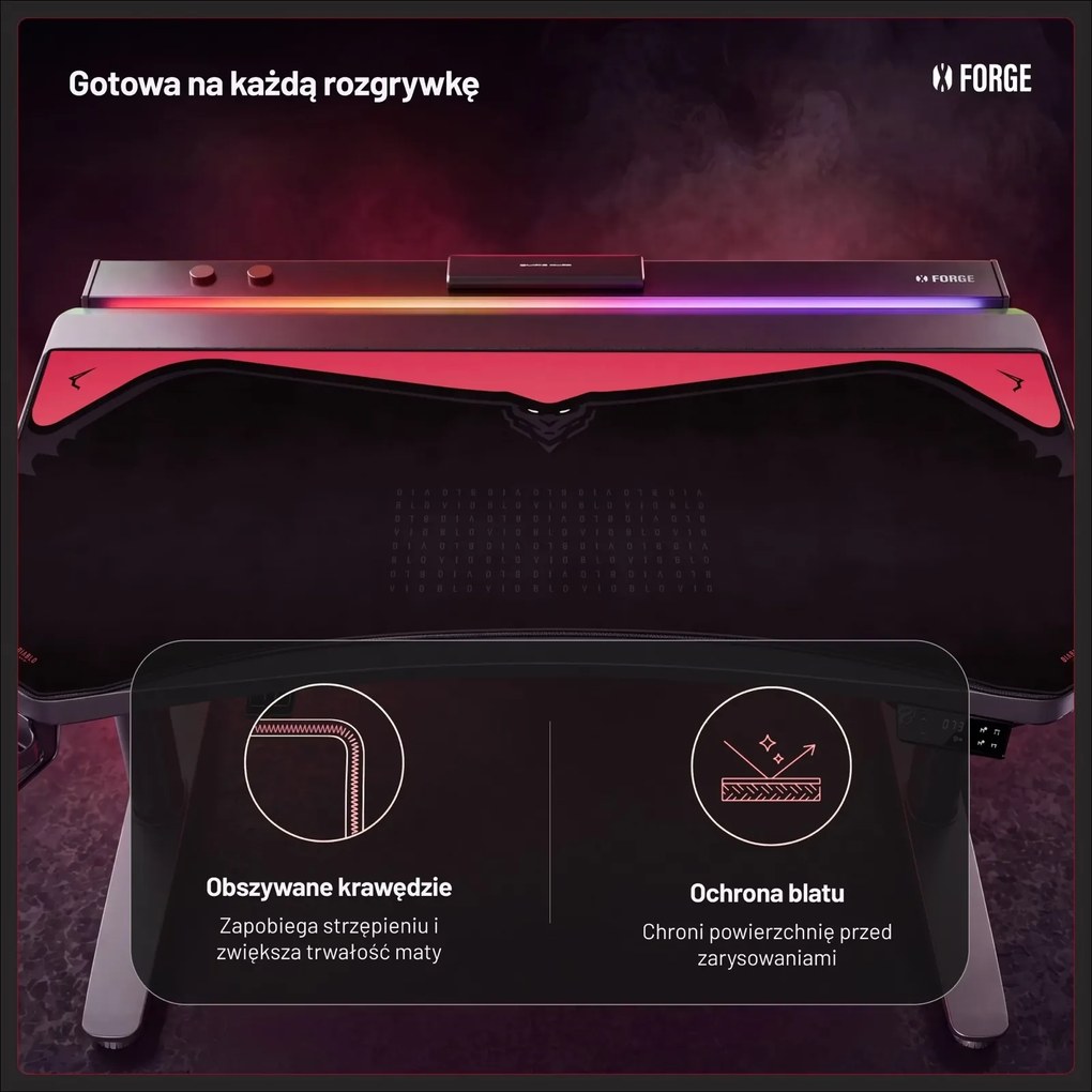 Podkładka ochronna na biurko Diablo X-Forge 120 cm, Bloody Mary