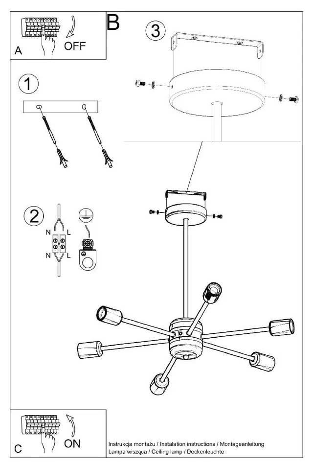 Czarna lampa wisząca 86.5x68 cm Benedett – Nice Lamps