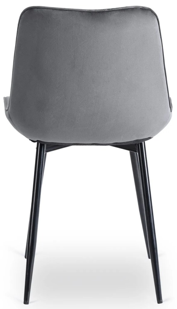 Zestaw Stół Okrągły Rozkładany HARRY 102-142 cm Dąb Craft/Czarny i 6 Krzeseł Tapicerowanych CHRIS Szare Nowoczesne