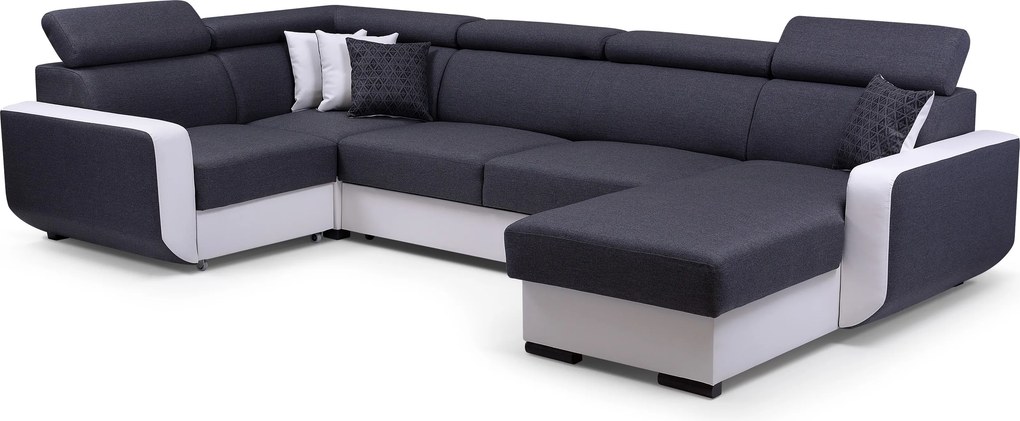 Masseno Narożnik PALAZZO z funkcją spania i pojemnikiem na pościel Narozniki U, Rozkładana sofa - Szary, INARI 94+MADRYT 920