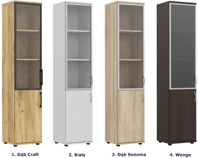 Regal biurowy z drzwiczkami i witryną wenge F9-B75