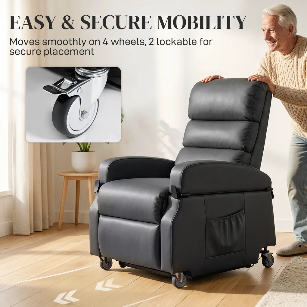 HOMCOM Fotel telewizyjny z funkcją wspomagania wstawania, elektryczny fotel relaksacyjny z pilotem, podnóżkiem, funkcją leżenia, ciemnoszary | Aosom PL