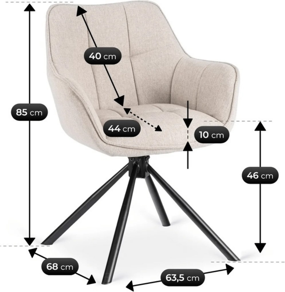 Krzesło Tapicerowane Obrotowe PEONY 2 Beżowe Nowoczesne Loft