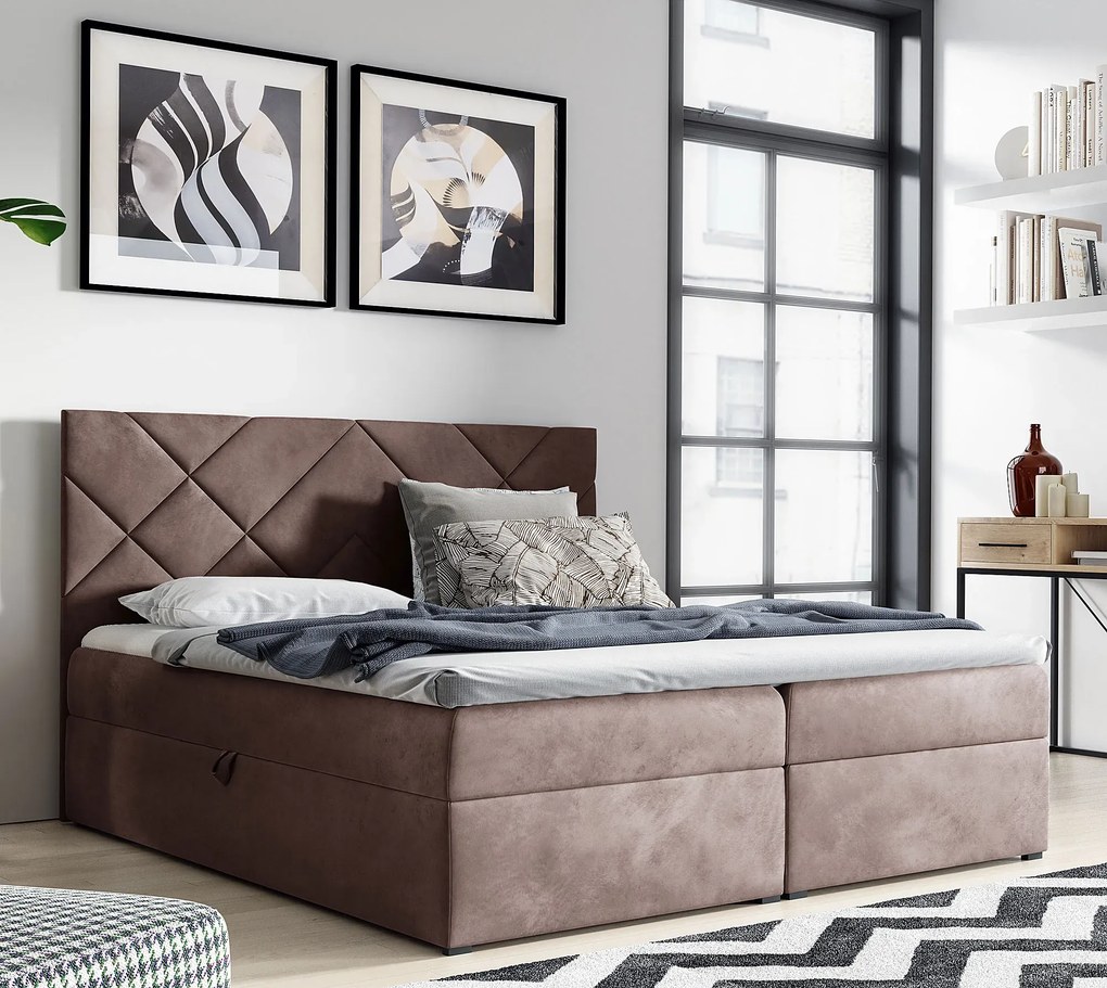 Brązowe welurowe łóżko 5 rozmiarów D3-T20