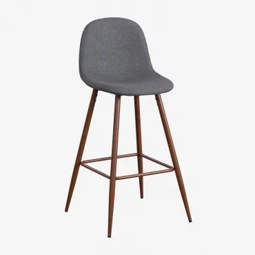 Wysoki Stołek Glamm Atranzyt Szary & ↑75 Cm & Ciemne Drewno - Sklum