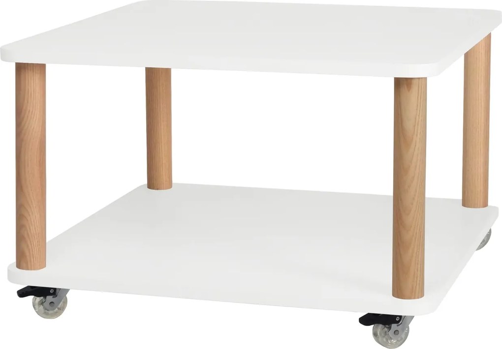 Kwadratowy stolik kawowy na kółkach Ashme z kolorowym blatem 64x64 cm