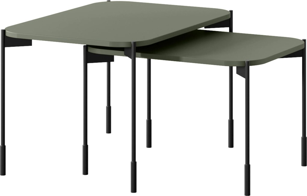 Stolik kawowy Sonatia 60 cm prostokątny na metalowych nogach - oliwka