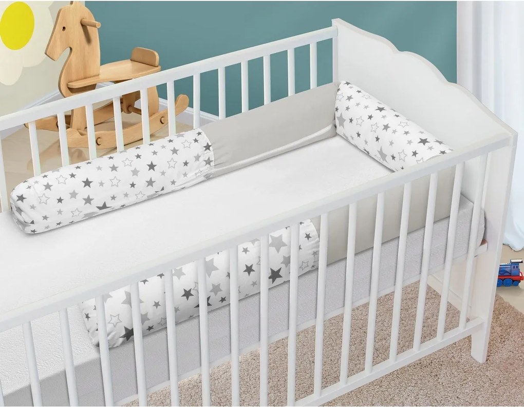 Bellatex Barierka do łóżeczka walec Gwiazdy szary, 240 cm