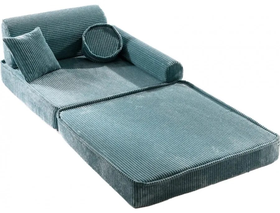 Aesthetic sztruksowa sofa dziecięca, turkusowa - meowbaby®