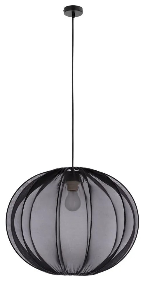 Czarna lampa wisząca z tekstylnym kloszem ø 52 cm Mellow – Candellux Lighting